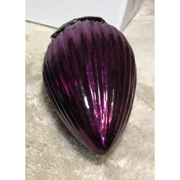 Purple Glass Christmas Ornaments Ornate Silver Caps Kugel? Vintage Very Heavy - Picture 11 of 14